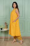 Shop Gothilo Yellow Linen Lace Notched Neck Sunflower Kurta And Pant Set Online at Aza Fashions Shop_Gothilo_Yellow Linen Lace Notched Neck Sunflower Kurta And Pant Set _Online_at_Aza_Fashions