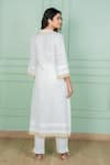 Shop_Gothilo_Off White Linen Lace, Tassels V-neck Lily Kurta And Pant Set _at_Aza_Fashions