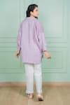 Shop_Gothilo_Purple Linen Lace Collared, V-neck Orchid Oversize Shirt And Pant Set _at_Aza_Fashions