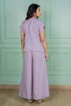 Shop Gothilo Purple Linen Lace Round , Button-down Orchid Top And Pant Set at Aza Fashions Shop_Gothilo_Purple Linen Lace Round , Button-down Orchid Top And Pant Set _at_Aza_Fashions