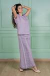 Gothilo Purple Linen Lace Round , Button-down Orchid Top And Pant Set at Aza Fashions Gothilo_Purple Linen Lace Round , Button-down Orchid Top And Pant Set _at_Aza_Fashions
