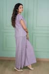 Buy Gothilo Purple Linen Lace Round , Button-down Orchid Top And Pant Set Buy_Gothilo_Purple Linen Lace Round , Button-down Orchid Top And Pant Set