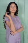 Buy Gothilo Purple Linen Lace Round , Button-down Orchid Top And Pant Set Online Buy_Gothilo_Purple Linen Lace Round , Button-down Orchid Top And Pant Set _Online