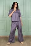 Buy_Gothilo_Purple Linen Lace V-neck Berry Top And Pant Set 