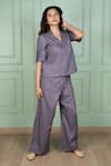 Shop_Gothilo_Purple Linen Lace V-neck Berry Top And Pant Set 