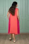 Shop_Gothilo_Orange Linen Lace Round Neck Salsa And Pink Dress _at_Aza_Fashions