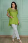 Buy Gothilo Green Linen Lace Round Neck Leaf Top And Pant Set Online at Aza Fashions Buy_Gothilo_Green Linen Lace Round Neck Leaf Top And Pant Set _Online_at_Aza_Fashions