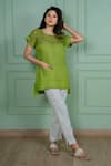 Buy Gothilo Green Linen Lace Round Neck Leaf Top And Pant Set at Aza Fashions Buy_Gothilo_Green Linen Lace Round Neck Leaf Top And Pant Set _at_Aza_Fashions