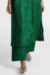 Shop_Naina Jain_Emerald Green Silk Mirrors, Embroidery Round Neck Straight Kurta Set _Online_at_Aza_Fashions