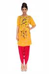 Buy Soup By Sougat Paul Yellow And Fuschia Geometric Bird Printed Tunic With Patiala at Aza Fashions Buy_Soup By Sougat Paul_Yellow And Fuschia Geometric Bird Printed Tunic With Patiala _at_Aza_Fashions