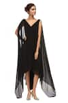 Buy_Gauri & Nainika_Black Viscose Georgette Draped Dress _at_Aza_Fashions