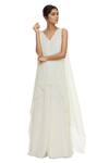 Buy_Gauri & Nainika_White Viscose Georgette Layered Side Draped Jumpsuit _at_Aza_Fashions