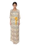 Buy_Soup By Sougat Paul_Off White Crepe Band Printed Maxi Dress _at_Aza_Fashions