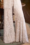 Shop_Seema Gujral_White Net Sequins, Stones, Tassels, Beads Open Embroidered Jacket Sharara Set _Online_at_Aza_Fashions