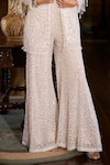 Buy_Seema Gujral_White Net Sequins, Beads, Stones, Embroidery Open Neck, Jacket Sharara Set _Online_at_Aza_Fashions