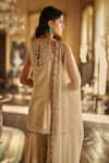 Seema Gujral_Gold Tissue, Silk Embroidery, Stones, Crystals, Champagne Emerald Sharara Set _Online_at_Aza_Fashions
