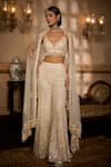 Buy_Seema Gujral_Cream Net Sequins, Pearls, Tassels, Fringe Sweetheart Embroidered Sharara Set _at_Aza_Fashions