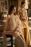 Buy Seema Gujral Brown Tissue, Silk Stones, Sequins, Caramel Embroidered Kurta Sharara Set Online at Aza Fashions Buy_Seema Gujral_Brown Tissue, Silk Stones, Sequins, Caramel Embroidered Kurta Sharara Set _Online_at_Aza_Fashions