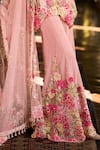 Shop_Seema Gujral_Pink Net Embroidery, Sequins, Tassels, Applique Three-dimensional Sharara Set _Online_at_Aza_Fashions