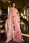 Seema Gujral_Pink Net Embroidery, Sequins, Tassels, Applique Three-dimensional Sharara Set _at_Aza_Fashions