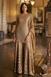 Buy Seema Gujral Gold Tissue, Georgette Sequins, Crystals, Beads, Tassels, Antique Sharara Set at Aza Fashions Buy_Seema Gujral_Gold Tissue, Georgette Sequins, Crystals, Beads, Tassels, Antique Sharara Set _at_Aza_Fashions