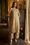 Buy Seema Gujral Gold Tissue, Silk Sequins, Beads, Stones, Embroidery Antique Kurta Pant Set at Aza Fashions Buy_Seema Gujral_Gold Tissue, Silk Sequins, Beads, Stones, Embroidery Antique Kurta Pant Set _at_Aza_Fashions