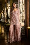 Buy Seema Gujral Pink Net Embroidery, Pearls, Sequins, Crystals, Tassels Dusty Rose Sharara Set at Aza Fashions Buy_Seema Gujral_Pink Net Embroidery, Pearls, Sequins, Crystals, Tassels Dusty Rose Sharara Set _at_Aza_Fashions