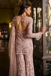 Seema Gujral Pink Net Embroidery, Pearls, Sequins, Crystals, Tassels Dusty Rose Sharara Set Online at Aza Fashions Seema Gujral_Pink Net Embroidery, Pearls, Sequins, Crystals, Tassels Dusty Rose Sharara Set _Online_at_Aza_Fashions