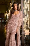 Shop Seema Gujral Pink Net Embroidery, Pearls, Sequins, Crystals, Tassels Dusty Rose Sharara Set Online at Aza Fashions Shop_Seema Gujral_Pink Net Embroidery, Pearls, Sequins, Crystals, Tassels Dusty Rose Sharara Set _Online_at_Aza_Fashions