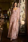 Buy Seema Gujral Pink Net Embroidery, Pearls, Sequins, Crystals, Tassels Dusty Rose Sharara Set Buy_Seema Gujral_Pink Net Embroidery, Pearls, Sequins, Crystals, Tassels Dusty Rose Sharara Set