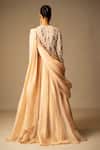 Shop_Vivek Patel_Beige Silk Organza Beads, Diamonds, Embellished Blouse With Lehenga Saree _at_Aza_Fashions