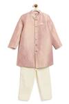 Buy Tiber Taber Pink Viscose, Brocade, Cotton Embroidery, Studs Floral Woven Sherwani Set Buy_Tiber Taber_Pink Viscose, Brocade, Cotton Embroidery, Studs Floral Woven Sherwani Set