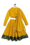 Shop_Tiber Taber_Yellow Viscose, Polyester Embroidery, Tassels, Contrast Bordered Lehenga Set _at_Aza_Fashions