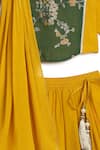 Tiber Taber_Yellow Viscose, Polyester Embroidery, Tassels, Contrast Bordered Lehenga Set _Online