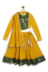 Buy_Tiber Taber_Yellow Viscose, Polyester Embroidery, Tassels, Contrast Bordered Lehenga Set _Online