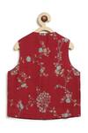 Shop_Tiber Taber_Red Viscose, Brocade Embroidery Floral Woven Bundi _at_Aza_Fashions