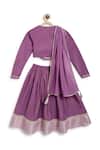 Shop_Tiber Taber_Purple Viscose, Brocade, Polyester, Silk Lace, Tassels Flared Lehenga Set _at_Aza_Fashions