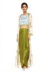 Buy_Soup By Sougat Paul_Green Round Draped Dhoti Skirt Set _at_Aza_Fashions