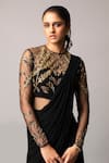 Vivek Patel Black Georgette Sequins, Beads, Embroidery 3d Saree Gown Online at Aza Fashions Vivek Patel_Black Georgette Sequins, Beads, Embroidery 3d Saree Gown _Online_at_Aza_Fashions
