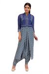 Buy_Soup By Sougat Paul_Blue Printed Dhoti Jumpsuit With Jacket _at_Aza_Fashions