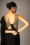 Vivek Patel_Black Georgette, Dupion Embroidery, Zar Pre-draped Saree With 3d Work Blouse _at_Aza_Fashions