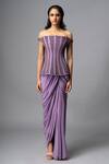 Buy Vivek Patel Lavender Dupion, Bemberg, Satin, Silk, Crepe Beads, Off Corset With Skirt at Aza Fashions Buy_Vivek Patel_Lavender Dupion, Bemberg, Satin, Silk, Crepe Beads, Off Corset With Skirt _at_Aza_Fashions