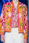 MR. Ajay Kumar_Pink Cotton Satin, Lycra Gillard Printed Bomber Jacket _at_Aza_Fashions