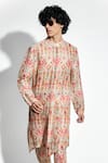 MR. Ajay Kumar_Beige Silk, Linen Ambar Print Kurta Set _at_Aza_Fashions