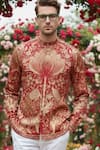 Buy_MR. Ajay Kumar_Red Cotton Phelix Printed Shirt _at_Aza_Fashions
