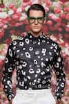 Buy_MR. Ajay Kumar_Black Polyester, Silk Shabd Leopard Print Shirt _at_Aza_Fashions