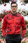 Buy_MR. Ajay Kumar_Red Cotton Avion Delft Style Print Shirt _at_Aza_Fashions