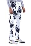 MR. Ajay Kumar White Cotton Blue Rose Print Trouser Online at Aza Fashions MR. Ajay Kumar_White Cotton Blue Rose Print Trouser _Online_at_Aza_Fashions