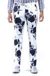 Buy MR. Ajay Kumar White Cotton Blue Rose Print Trouser Online at Aza Fashions Buy_MR. Ajay Kumar_White Cotton Blue Rose Print Trouser _Online_at_Aza_Fashions
