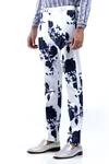 MR. Ajay Kumar White Cotton Blue Rose Print Trouser at Aza Fashions MR. Ajay Kumar_White Cotton Blue Rose Print Trouser _at_Aza_Fashions